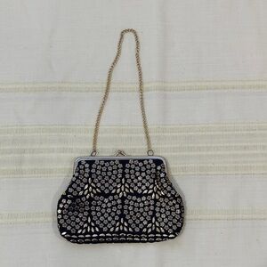 Chic Black and Gold Floral Women's Clutch